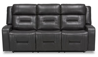 Sofa inclinable Ryker de 82,5 po en tissu d’apparence cuir avec accoudoirs de rangement - gris