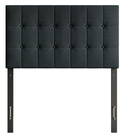 Ellis Upholstered Headboard in Charcoal Fabric, Button Tufted - Twin Size | Tête de lit rembourrée Ellis en tissu anthracite avec capitonnage à boutons - format lit simple
