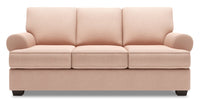 Sofa-lit Roll de Sofa Lab de 86 po fabriqué au Canada en tissu d’apparence lin avec accoudoirs enroulés - rose Pax Rose