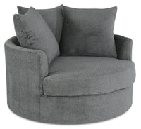Fauteuil d’appoint Cuddler Grande de 48 po fabriqué au Canada en tissu de chenille - gris Teddy Nightfall
