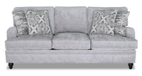 Sofa Bellmont de 89 po fabriqué au Canada en tissu de chenille avec coussins réversibles et pattes en bois - gris platine
