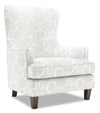 Fauteuil d’appoint à oreilles Sofa Lab personnalisable de 32 po fabriqué au Canada en tissu d’apparence lin - brun Pax Wicker