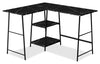 Bureau en forme de L Evlin de 42 po à tablettes - apparence marbre noir