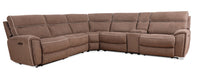 Sofa sectionnel à inclinaison électrique Newport de Cindy Crawford Home 6 pièces en suédine avec console de rangement et port USB - taupe