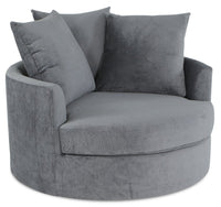 Fauteuil d’appoint Cuddler Grande de 48 po fabriqué au Canada en tissu de chenille - gris Plush Thunder