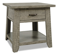 Table de bout rustique Colson de 24 po avec rangement et tablette - bois de grève