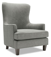 Fauteuil d’appoint à oreilles Sofa Lab de 32 po fabriqué au Canada en tissu de velours - gris Platinum Grey