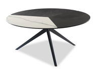 Table à café ronde moderne Titan de 25,2 po - blanche, grise et noire