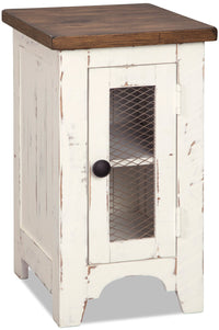 Table de fauteuil rustique Benjy de 14 po avec rangement - bois deux teintes