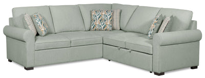 Scott Living Haven 2-Piece Right-Facing Chenille Fabric Sleeper Sectional - Seafoam Blue | Sofa-lit sectionnel de droite Haven de Scott Living 2 pièces en tissu de chenille - bleu écume de mer