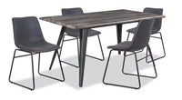 Ensemble de salle à manger Amos 5 pièces en métal avec table de 60 po (L) et 4 chaises - gris
