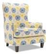 Fauteuil d’appoint à oreilles Sofa Lab personnalisable de 32 po fabriqué au Canada en tissu - Sunshine multicolore