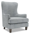 Fauteuil d’appoint à oreilles Sofa Lab personnalisable de 32 po fabriqué au Canada en tissu d’apparence lin - gris Luna Pewter