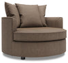 Fauteuil d’appoint enveloppant Sofa Lab personnalisable de 48 po fabriqué au Canada en tissu d’apparence lin - brun Luna Praline