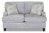 Causeuse Bellmont de 64 po fabriquée au Canada en tissu de chenille avec coussins réversibles et pattes en bois - gris platine
