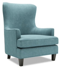 Fauteuil d’appoint à oreilles Sofa Lab de 32 po fabriqué au Canada en tissu de velours - bleu Sea Blue