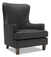 Fauteuil d’appoint à oreilles Sofa Lab personnalisable de 32 po fabriqué au Canada en tissu d’apparence lin - gris Luna Kohl