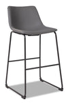 Tabouret bar Cole en tissu de cuir végétalien et en métal - gris