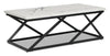 Table à café moderne Verona de 47,25 po avec dessus en marbre synthétique - noir et marbre blanc