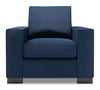 Fauteuil Track de Sofa Lab personnalisable de 38 po fabriqué au Canada en tissu d’apparence lin avec accoudoirs rectilignes - bleu Pax Navy