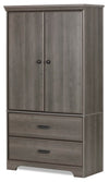 Commode verticale Holt de 33,75 po (L) x 63,5 po (H) à 2 tiroirs avec armoire de rangement pour la chambre à coucher, fabriquée au Canada - gris-brun