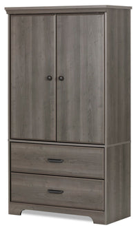 Commode verticale Holt de 33,75 po (L) x 63,5 po (H) à 2 tiroirs avec armoire de rangement pour la chambre à coucher, fabriquée au Canada - gris-brun
