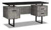 Bureau réversible Teagan de 60 po à 3 tiroirs - apparence béton gris