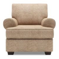 Fauteuil Roll de Sofa Lab de 42 po fabriqué au Canada en tissu de chenille avec accoudoirs enroulés - taupe Luxury Taupe