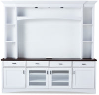 Meuble audio-vidéo mural Emry 3 pièces de 87.5 po avec rangement et système de gestion des câbles pour téléviseurs jusqu’à 90 po - blanc