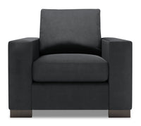 Fauteuil Track de Sofa Lab de 38 po fabriqué au Canada en tissu d’apparence lin avec accoudoirs rectilignes - gris Pax Pepper