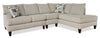 Sofa sectionnel de droite Nofia 3 pièces fabriqué au Canada en tissu de chenille avec coussins décoratifs et pattes en bois - beige lin