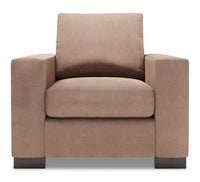 Fauteuil Track de Sofa Lab de 38 po fabriqué au Canada en tissu d’apparence lin avec accoudoirs rectilignes - brun Pax Wicker