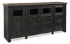 Meuble pour téléviseur traditionnel Tyler Creek de 74 po avec rangement et système de gestion des câbles pour téléviseurs jusqu’à 85 po - gris-noir