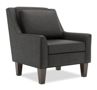 Fauteuil d’appoint club Sofa Lab de 29 po fabriqué au Canada en tissu d’apparence lin avec pattes en bois - gris Luna Kohl
