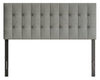 Tête de lit rembourrée Ellis en tissu gris avec capitonnage à boutons - format lit double