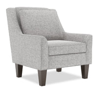 Fauteuil d’appoint club Sofa Lab de 29 po fabriqué au Canada en tissu d’apparence lin avec pattes en bois - gris Luna Domino