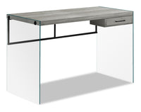 Bureau Isla de 48 po avec tiroir - gris avec base en verre