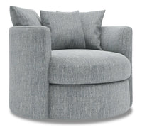 Fauteuil d’appoint pivotant Nest de Sofa Lab de 41 po fabriqué au Canada en tissu d’apparence lin - gris Luna Pewter
