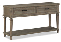Table de salon rustique Winston de 54 po avec rangement et tablette - brun clair avec fini bois de grève