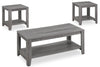 Ensemble 3 tables modernes Kalen de 42 po (table à café et 2 tables de bout) avec tablette - gris