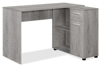 Bureau d’ordinateur en forme de L Bristol de 46 po avec tablettes, tiroir et armoire - gris