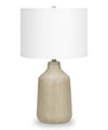 Lampe de table de 24 po béton beige avec abat-jour blanc