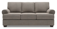 Sofa Roll de Sofa Lab de 86 po fabriqué au Canada en tissu d’apparence lin avec accoudoirs enroulés - gris Luna Smoke