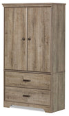 Commode verticale Holt de 33,75 po (L) x 63,5 po (H) à 2 tiroirs avec armoire de rangement pour la chambre à coucher, fabriquée au Canada - brune