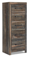 Commode verticale étroite Abby de 21,7 po (L) x 53,9 po (H) à 5 tiroirs pour la chambre à coucher - brune