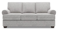 Sofa Roll de Sofa Lab de 86 po fabriqué au Canada en tissu d’apparence lin avec accoudoirs enroulés - gris Luna Domino