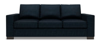 Sofa-lit Track de Sofa Lab de 85 po fabriqué au Canada en tissu de chenille avec accoudoirs rectilignes - bleu Luxury Indigo