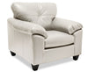 Fauteuil Addison de 42 po fabriqué au Canada en tissu d’apparence cuir avec coussin de siège amovible et capitonnage - beige