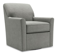 Fauteuil d’appoint pivotant Sofa Lab de 31 po fabriqué au Canada en tissu de velours - gris Platinum Grey