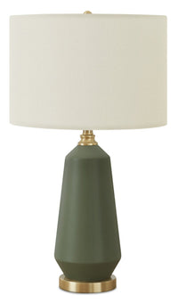 Lampe de table de 26 po en céramique verte et dorée